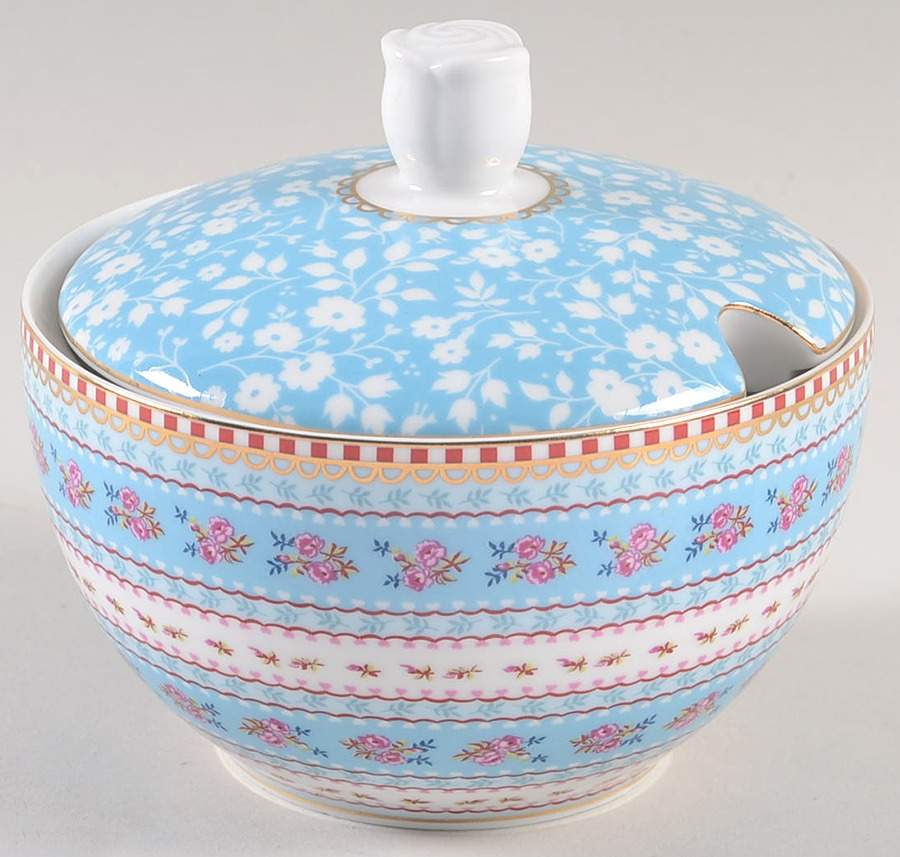 Floral Blue Sugar Bowl & Lid by Pip Studio-1