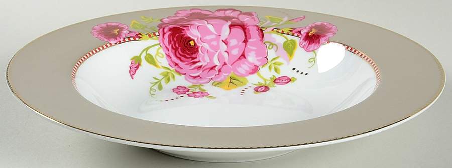 Floral Khaki 10" Individual Pasta Bowl by Pip Studio-1