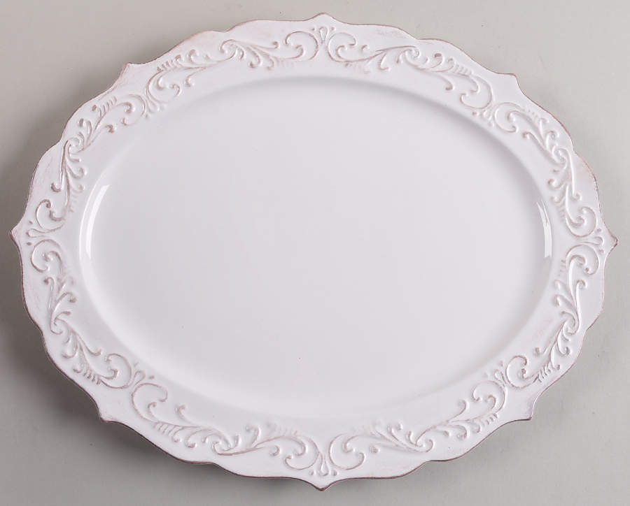 Antique Scroll 13" Oval Serving Platter by Pier 1-1