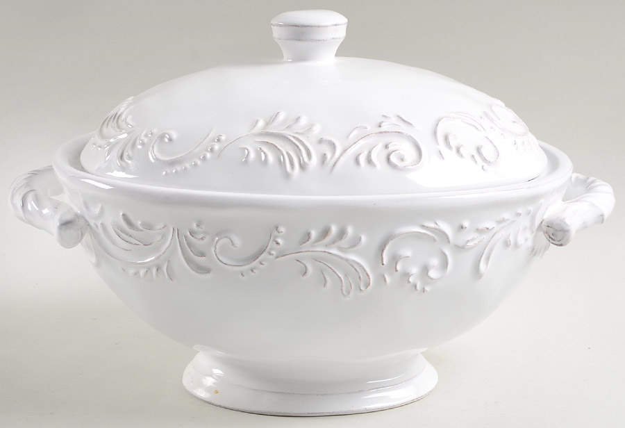 Antique Scroll Oval Covered Vegetable by Pier 1-1