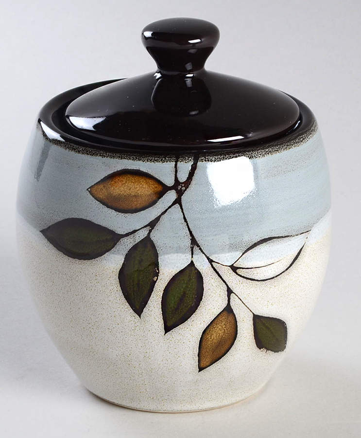 Rustic Leaves Sugar Bowl & Lid by Pfaltzgraff-1