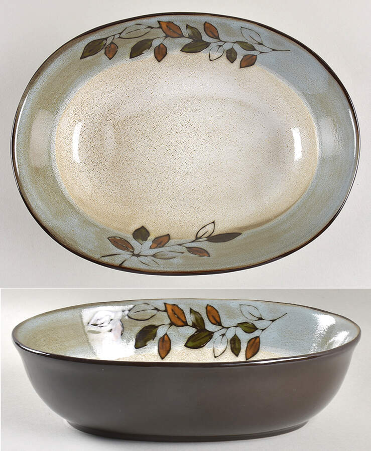 Rustic Leaves 10" Oval Serving Bowl by Pfaltzgraff-1