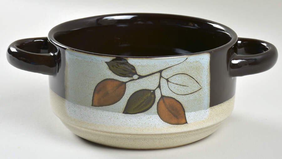 Rustic Leaves Individual Handled Soup Bowl by Pfaltzgraff-1