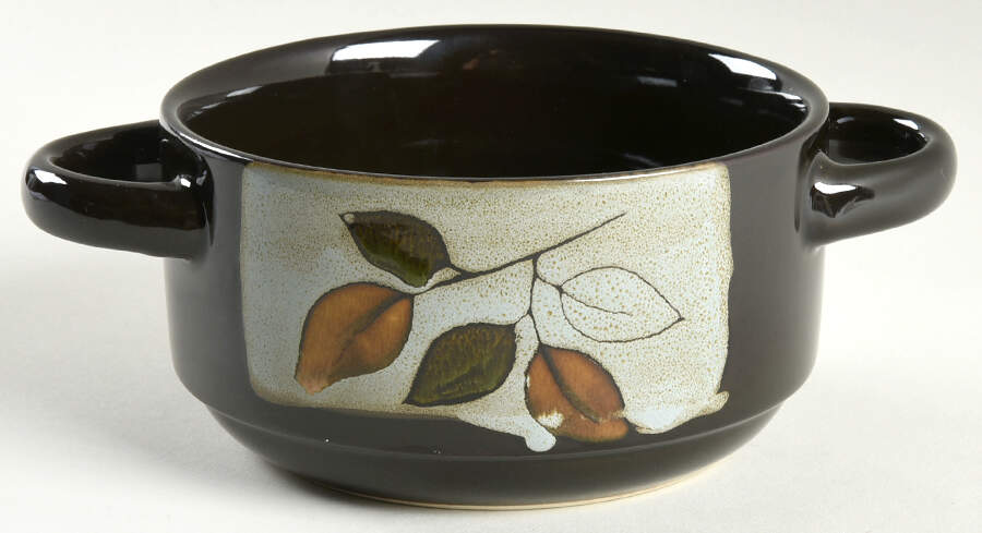 Rustic Leaves Individual Handled Soup Bowl by Pfaltzgraff-1