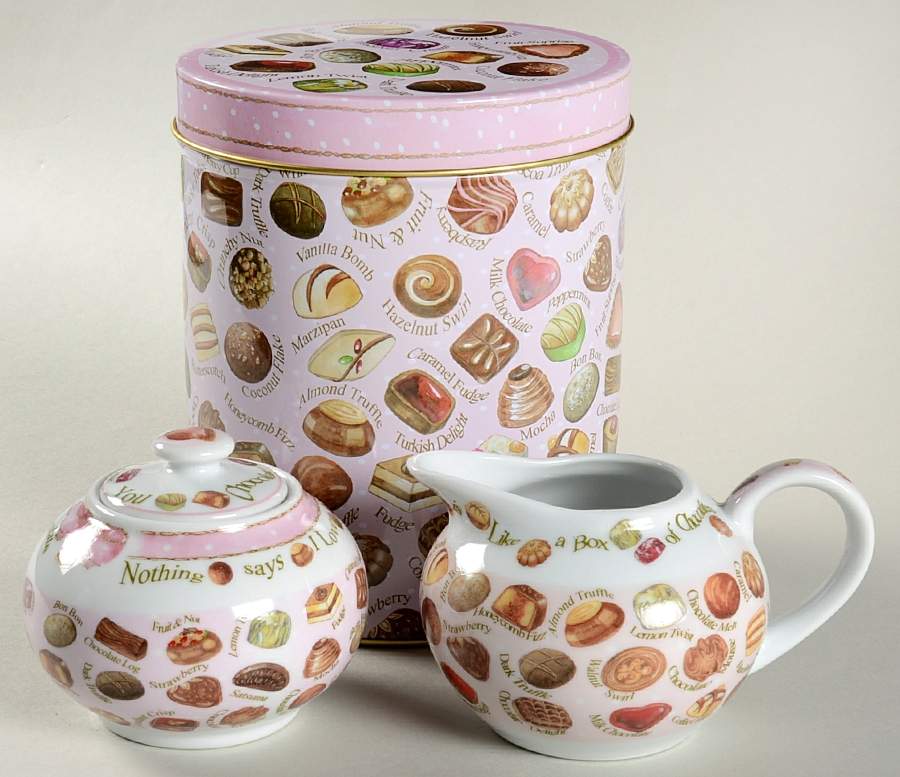 Chocolates Creamer & Sugar with Lid & Gift Tin by Cardew Design-1