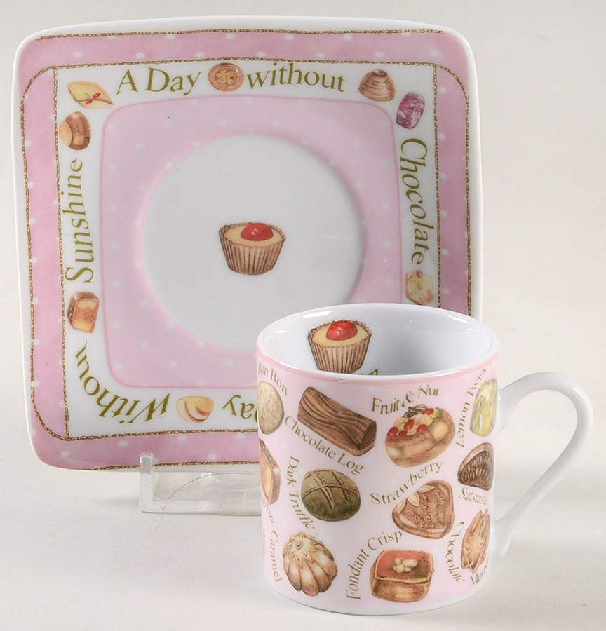 Chocolates Flat Demitasse Cup & Saucer Set by Cardew Design-1