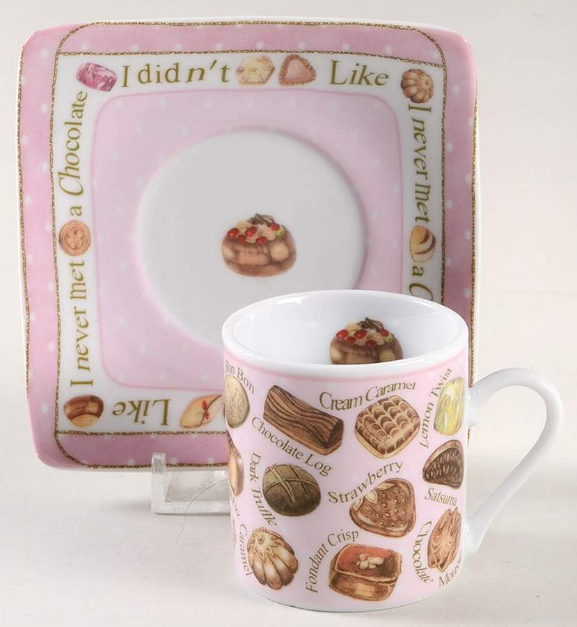Chocolates Flat Demitasse Cup & Saucer Set by Cardew Design-1