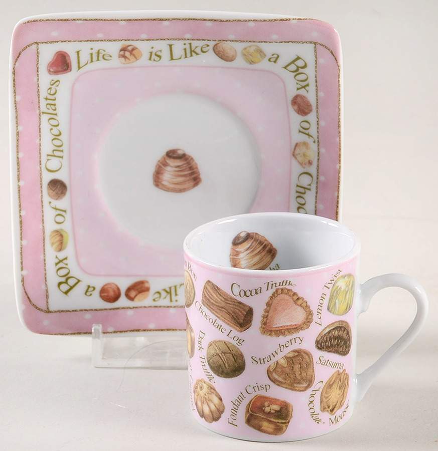 Chocolates Flat Demitasse Cup & Saucer Set by Cardew Design-1