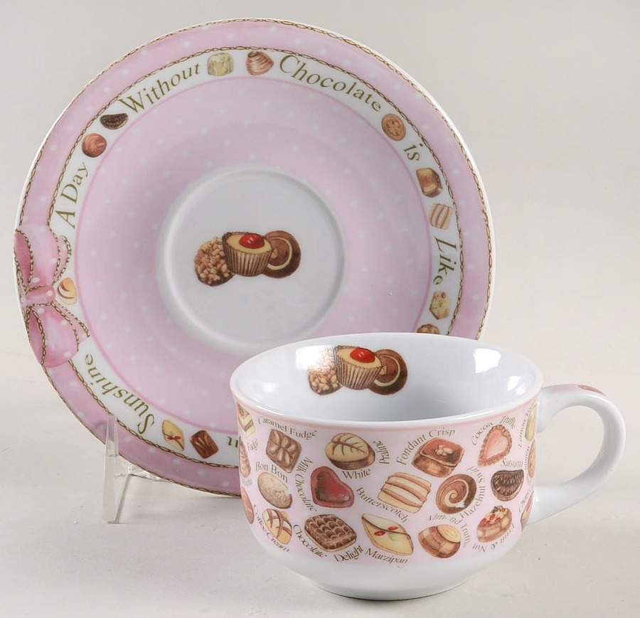 Chocolates Flat Cup & Saucer Set by Cardew Design-1