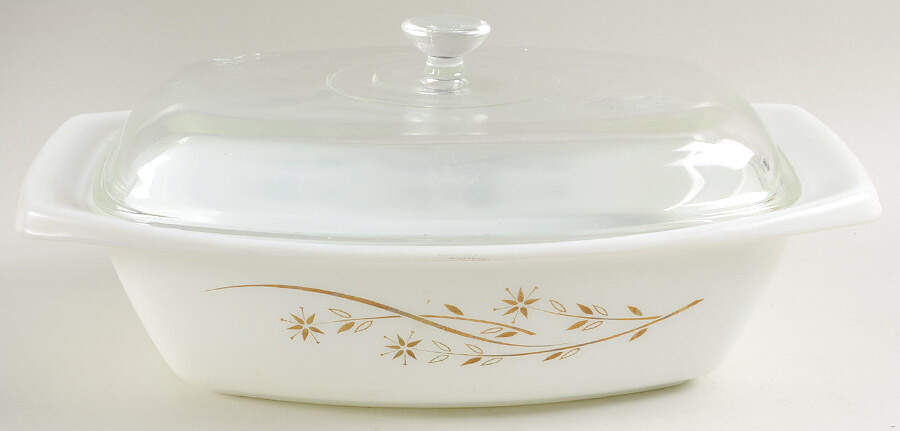 Golden Honeysuckle 2.5 Quart Oval Covered Casserole by Pyrex-1