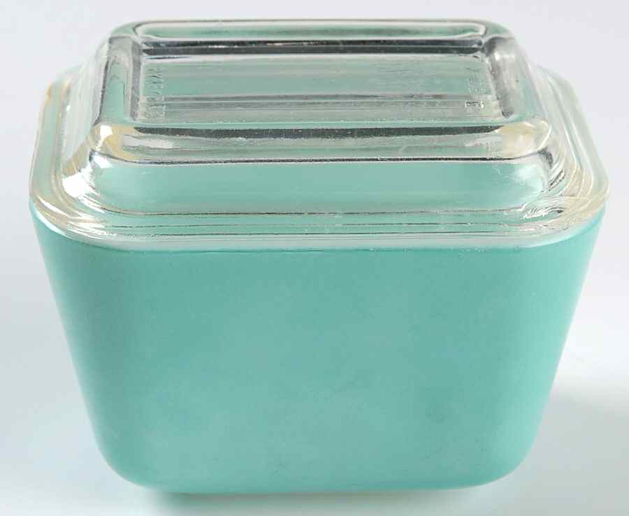 Turquoise Small Refrigerator Jar & Lid by Pyrex-1