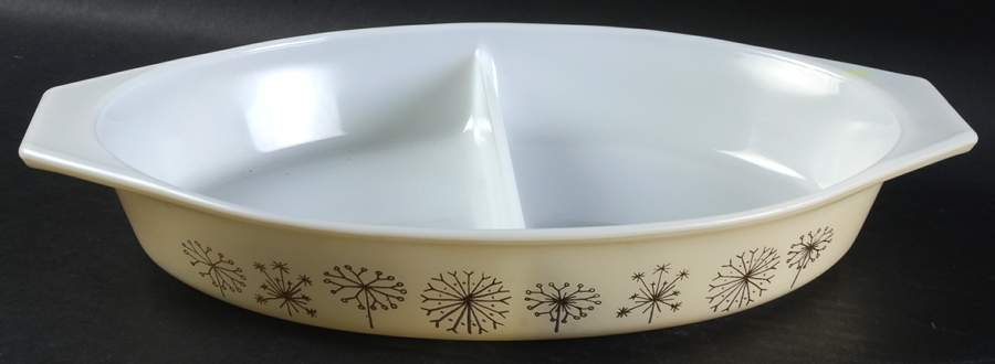 Dandelion 12" Oval Divided Vegetable Bowl by Pyrex-1