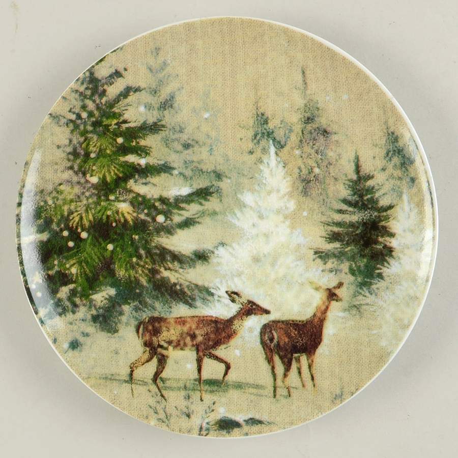 Deer in Snow Salad Plate by Pottery Barn China-1
