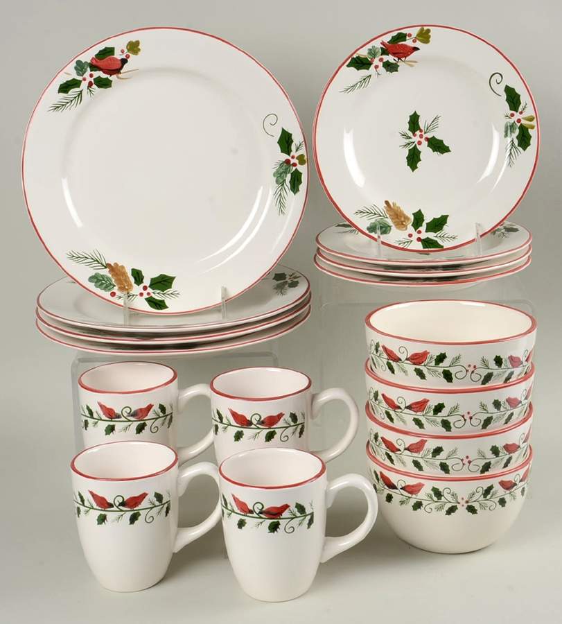 Cardinal & Holly 16 Piece Set by Pfaltzgraff-1