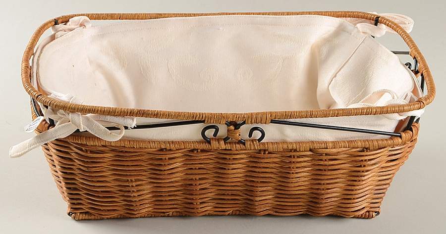 Casual Home Wicker Bread Basket & Cloth Liner by Princess House-1