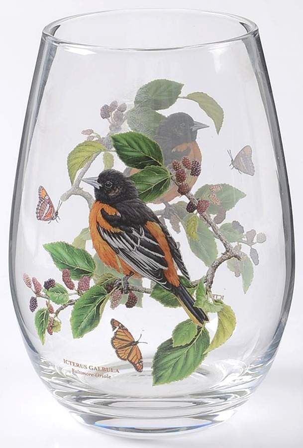 Botanic Garden Birds Glassware Stemless Wine by Portmeirion-1