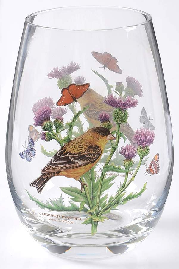 Botanic Garden Birds Glassware Stemless Wine by Portmeirion-1