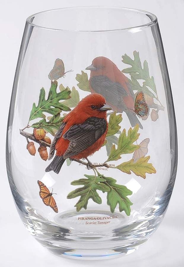 Botanic Garden Birds Glassware Stemless Wine by Portmeirion-1