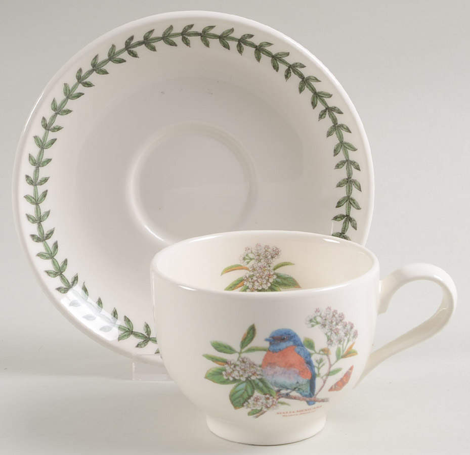 Botanic Garden Birds Flat Cup & Saucer Set by Portmeirion-1