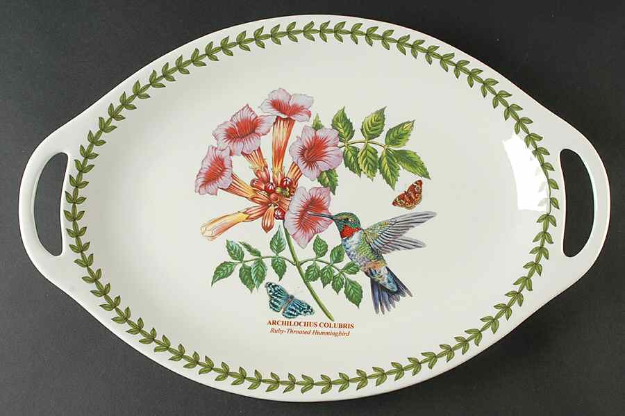 Botanic Garden Birds 18" Oval Handled Platter by Portmeirion-1
