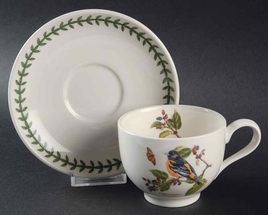 Botanic Garden Birds Flat Cup & Saucer Set by Portmeirion-1
