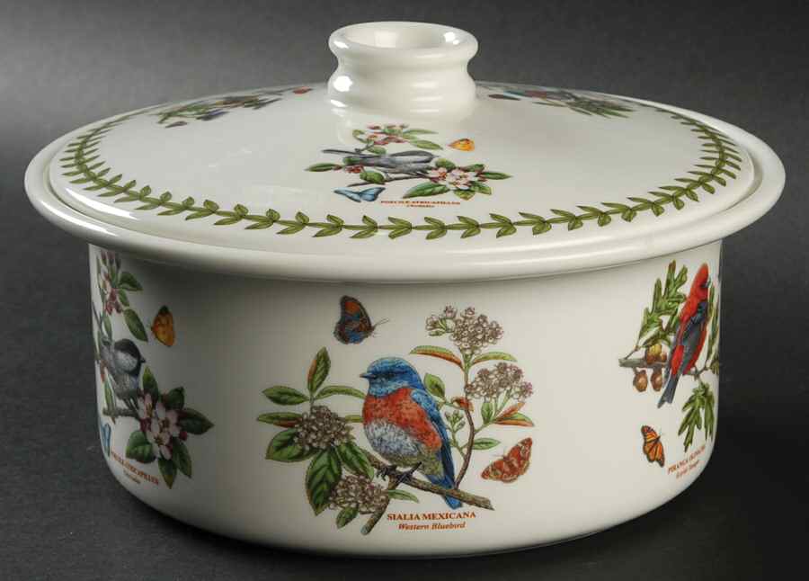 Botanic Garden Birds 1.5 Qt Round Covered Casserole by Portmeirion-1