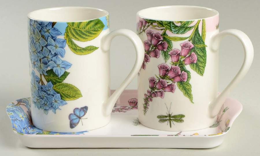 Botanic Garden Terrace Cylindrical Mugs (MUGCY1&2) & Melamine Tray(TREM8) by Portmeirion-1