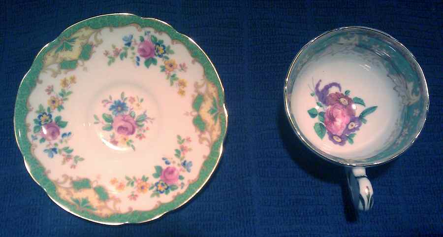 Plymouth (Green) Footed Cup & Saucer Set by Paragon-1