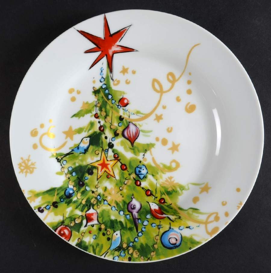 Christmas Tree Salad Plate by Pottery Barn China-1