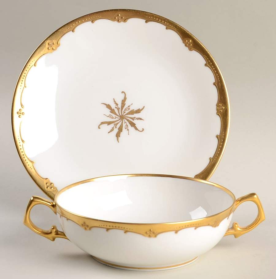 PIC173 Flat Cream Soup Bowl & Saucer Set by Pickard-1