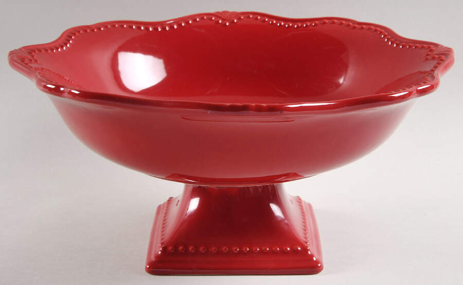 Pavillion Berry Red Footed Bowl by Princess House-1