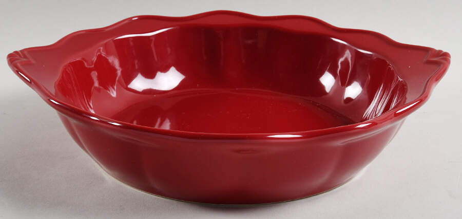 Pavillion Berry Red 11" Handled Round Deep Baker by Princess House-1