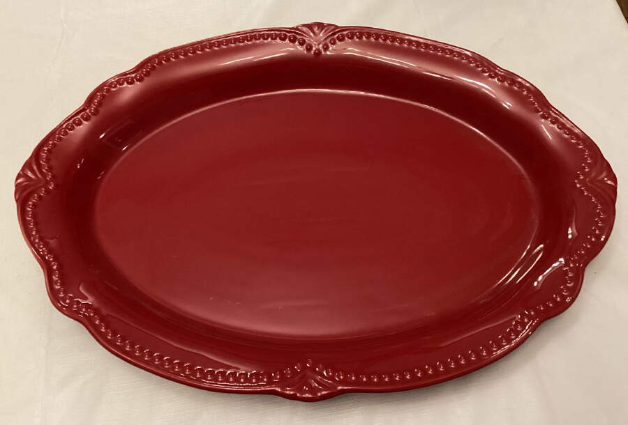 Pavillion Berry Red 18" Oval Serving Platter by Princess House-1