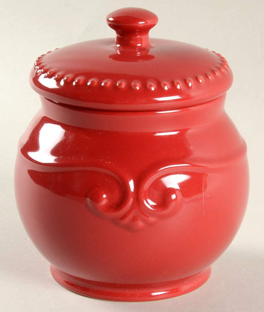 Pavillion Berry Red Sugar Bowl & Lid by Princess House-1