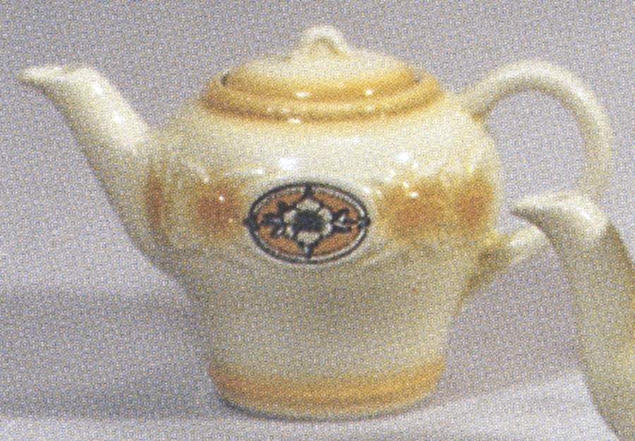 Brown Medallion Teapot & Lid by Porcelier-1