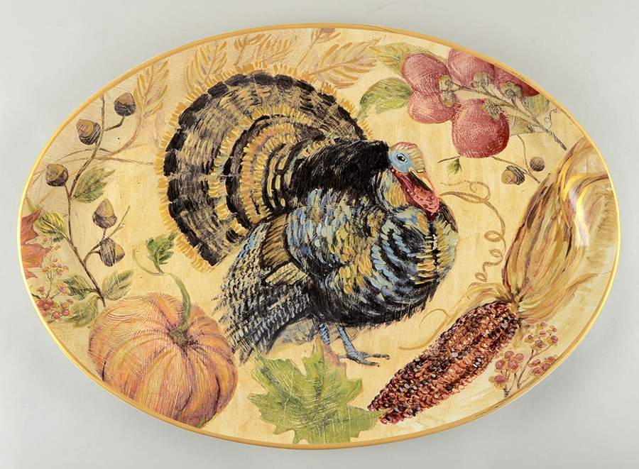 Fresco Turkey 22" Oval Serving Platter by Pottery Barn China-1