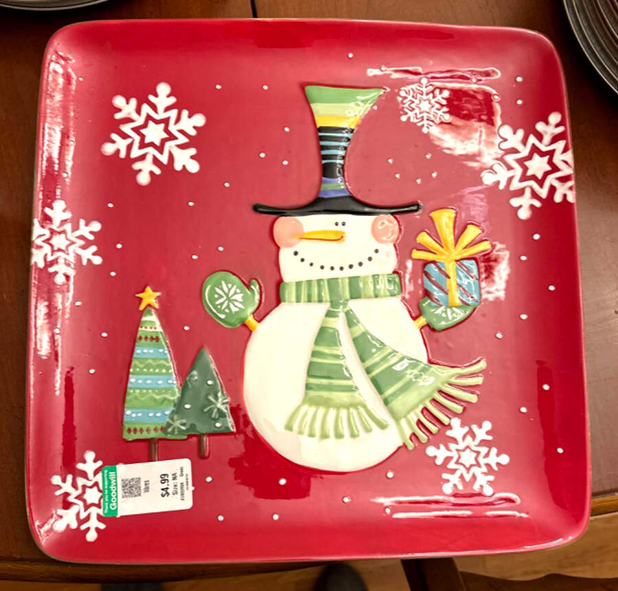 Snowman 14" Square Platter by Pier 1-1