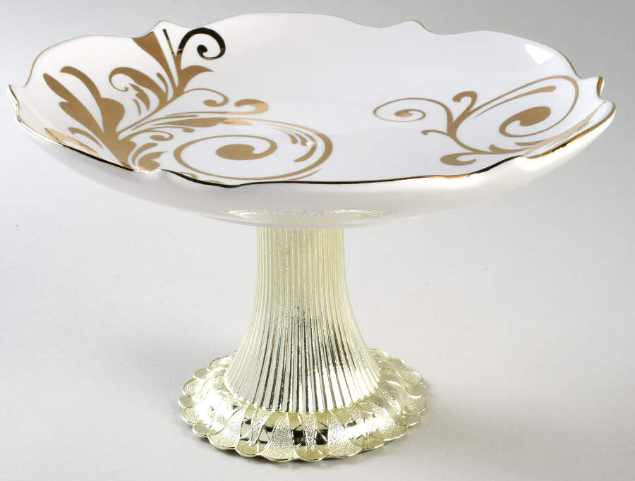 Elegant Scroll Cake Stand with 4"-5" Metal Pedestal  Hc by Pier 1-1