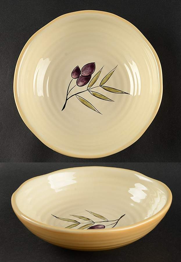 Rustic Olive Soup/Cereal Bowl by Pottery Barn China-1