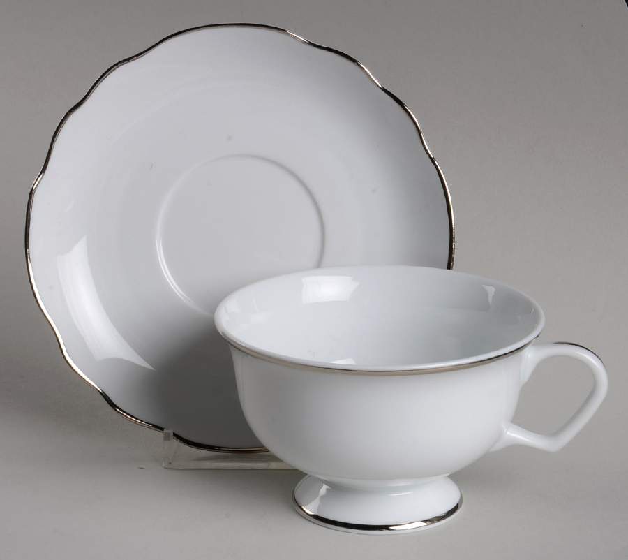 Georgian Platinum Footed Cup & Saucer Set by Pickard-1