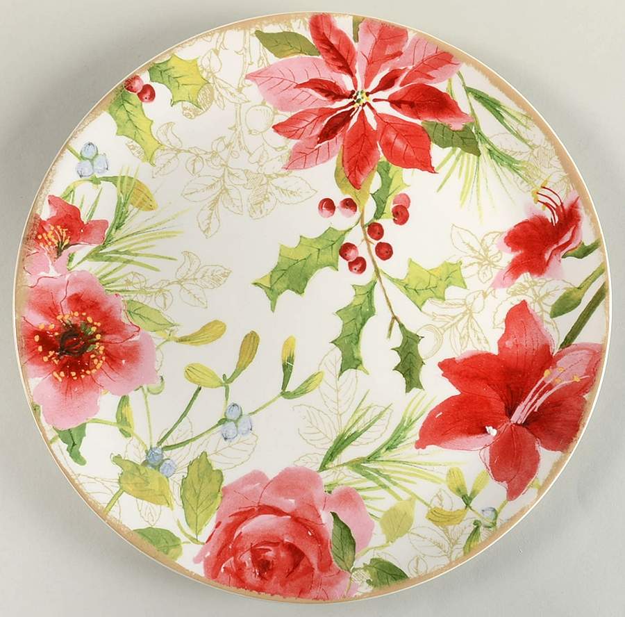 Holiday Floral 12" Chop Plate (Round Platter) by Paula Deen-1