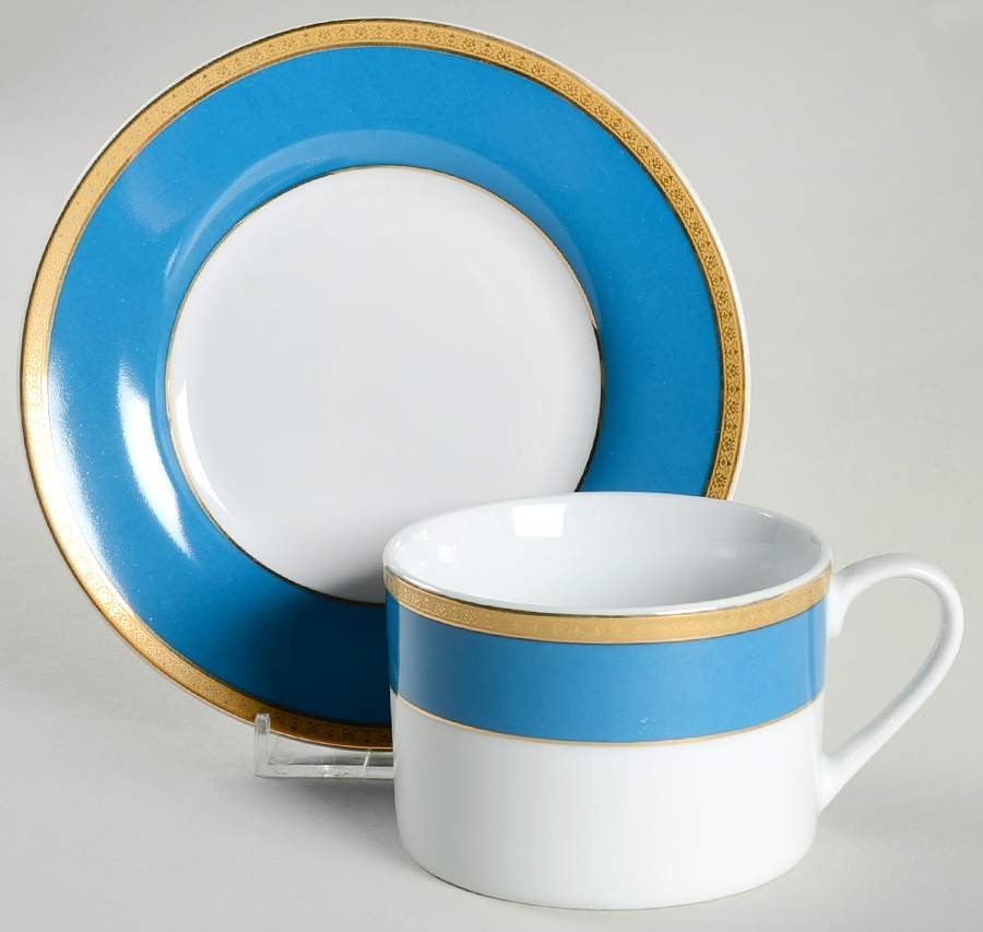 PLX3 Blue Flat Cup & Saucer Set by Palate & Plate-1