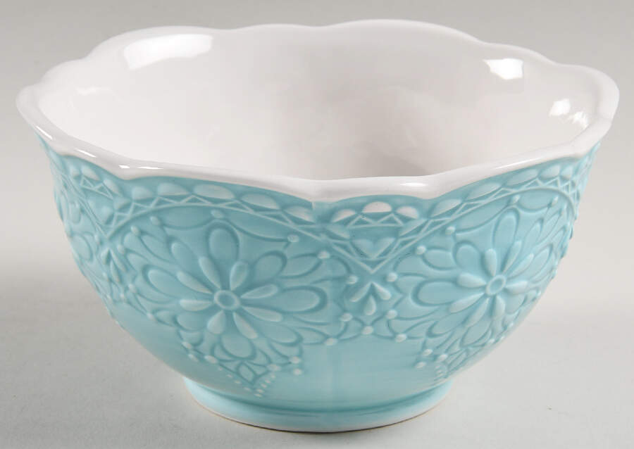 Lacy Aqua Blue Soup/Cereal Bowl by Pier 1-1