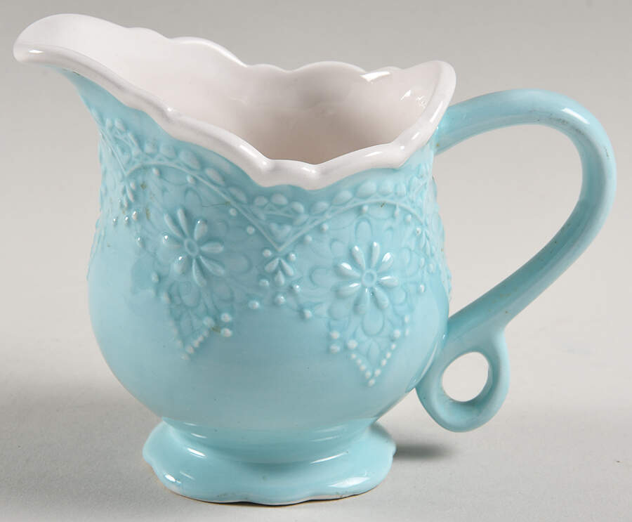 Lacy Aqua Blue Creamer by Pier 1-1