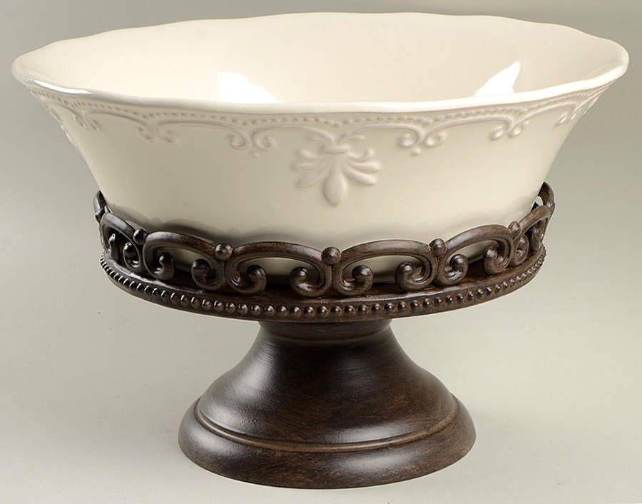 Abigail 11" Salad Serving Bowl & Metal Stand by Pier 1-1