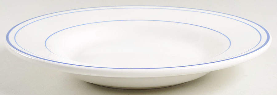 Bistro Blue (2 Thin Bands) 10" Soup/Pasta Bowl by Pottery Barn China-1