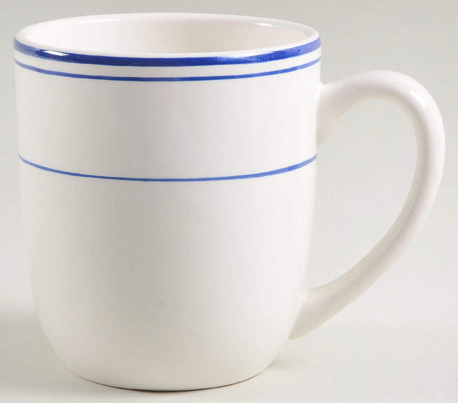 Bistro Blue (2 Thin Bands) Mug by Pottery Barn China-1