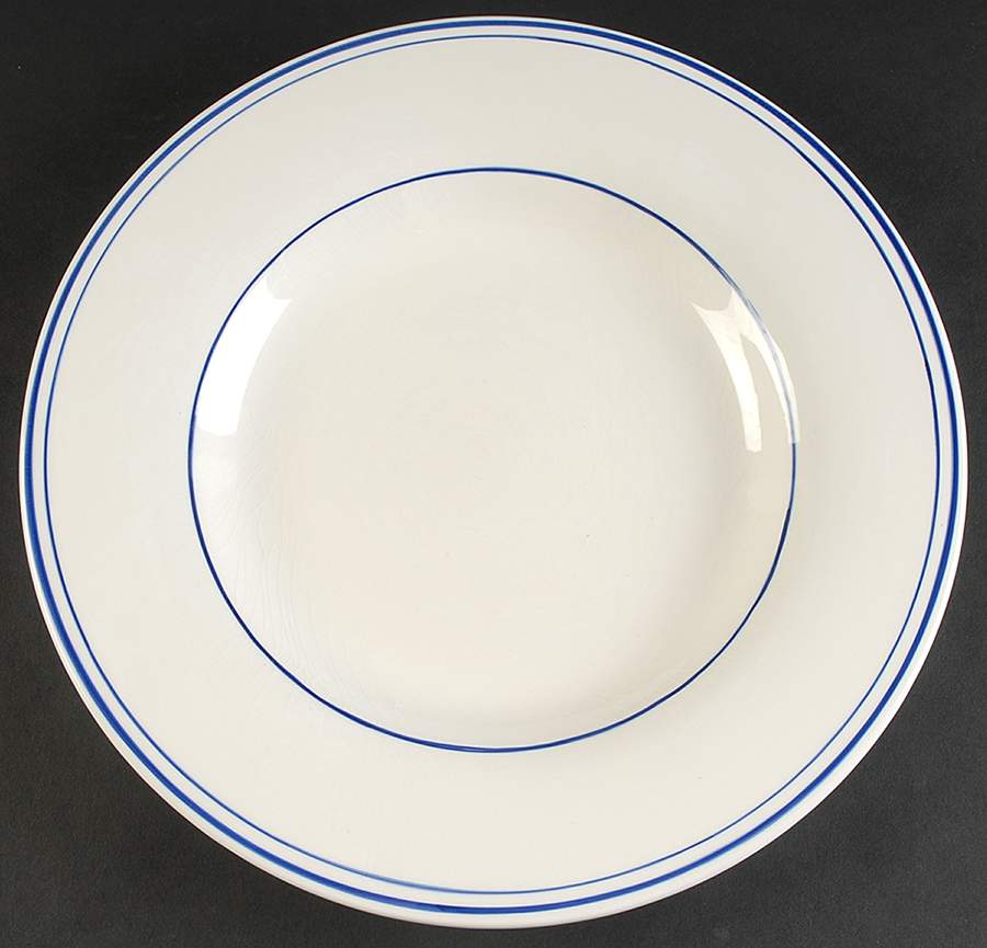 Bistro Blue (2 Thin Bands) Dinner Plate by Pottery Barn China-1
