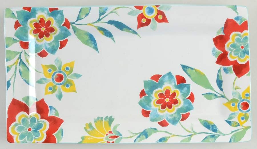 Floral Medallion 14" Rectangular Serving Platter by Pfaltzgraff-1