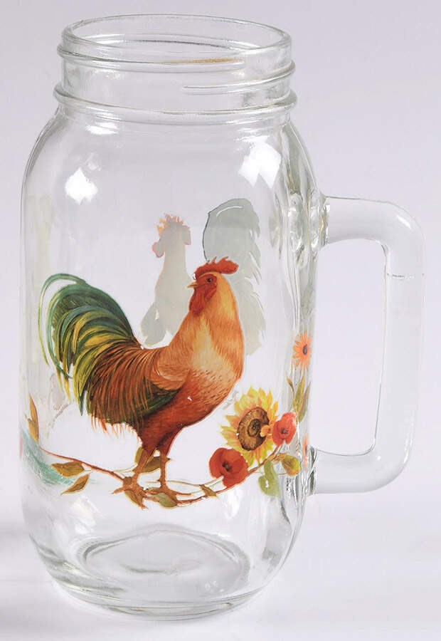 Rooster Meadow Glass Mason Jar Mug No Lid by Pfaltzgraff-1